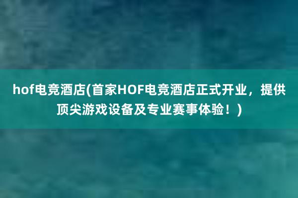 hof电竞酒店(首家HOF电竞酒店正式开业，提供顶尖游戏设备及专业赛事体验！)