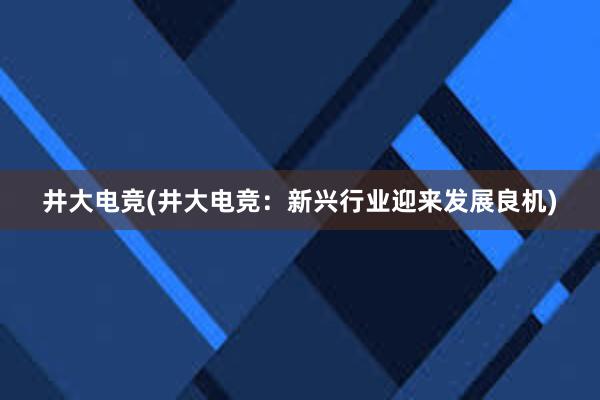 井大电竞(井大电竞：新兴行业迎来发展良机)