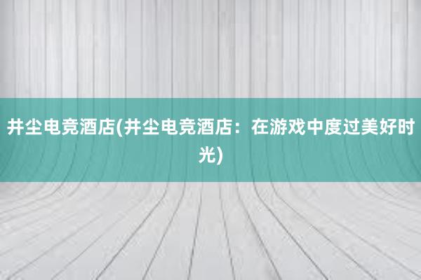 井尘电竞酒店(井尘电竞酒店：在游戏中度过美好时光)