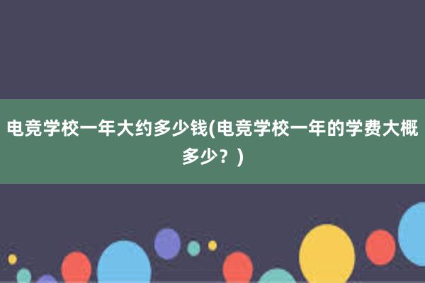 电竞学校一年大约多少钱(电竞学校一年的学费大概多少？)