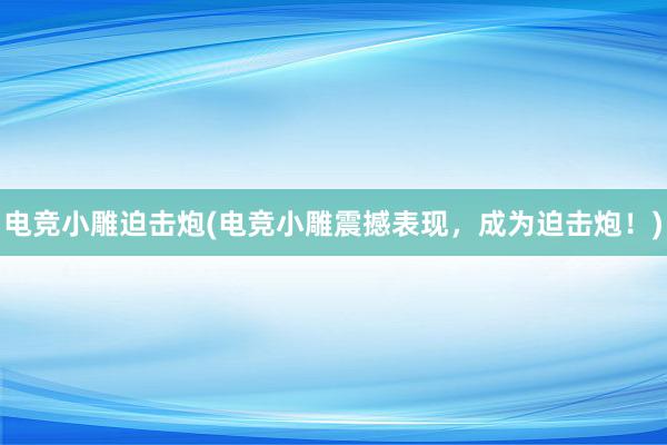 电竞小雕迫击炮(电竞小雕震撼表现，成为迫击炮！)