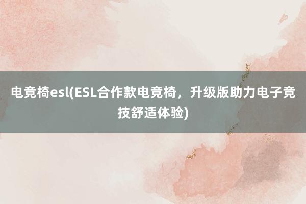 电竞椅esl(ESL合作款电竞椅，升级版助力电子竞技舒适体验)