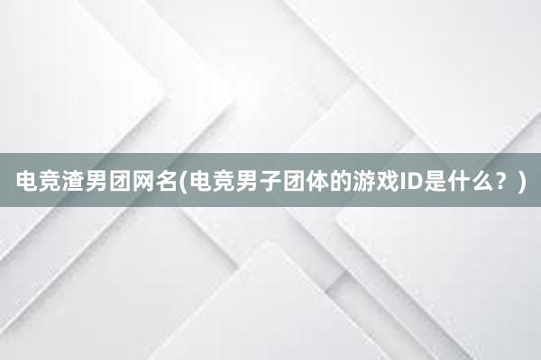 电竞渣男团网名(电竞男子团体的游戏ID是什么？)