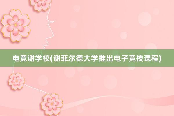 电竞谢学校(谢菲尔德大学推出电子竞技课程)