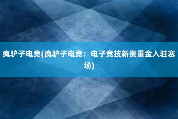 疯驴子电竞(疯驴子电竞：电子竞技新贵重金入驻赛场)