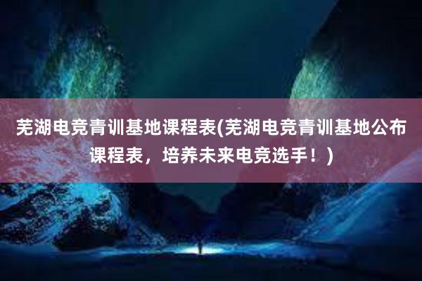 芜湖电竞青训基地课程表(芜湖电竞青训基地公布课程表，培养未来电竞选手！)