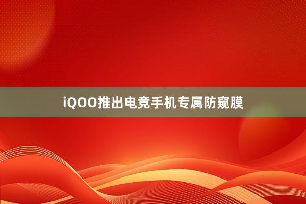 iQOO推出电竞手机专属防窥膜