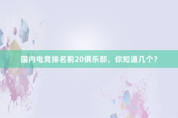 国内电竞排名前20俱乐部，你知道几个？