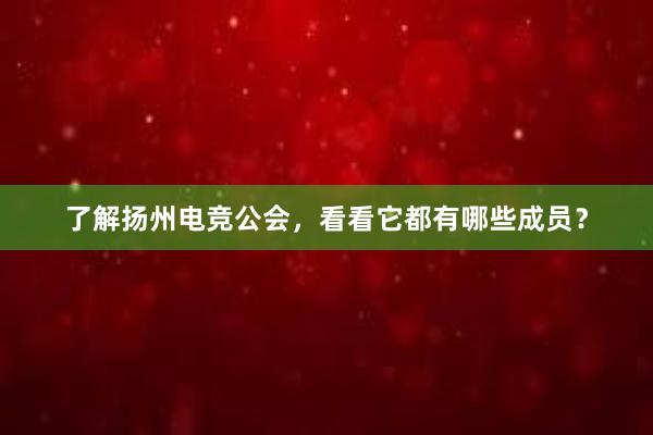 了解扬州电竞公会，看看它都有哪些成员？