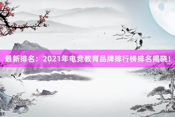 最新排名：2021年电竞教育品牌排行榜排名揭晓！