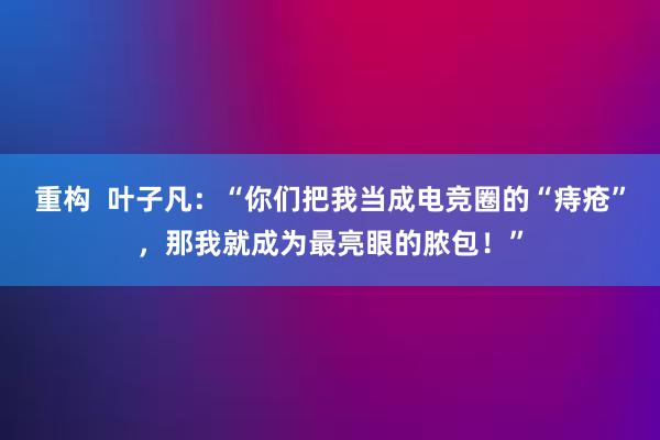 重构  叶子凡：“你们把我当成电竞圈的“痔疮”，那我就成为最亮眼的脓包！”