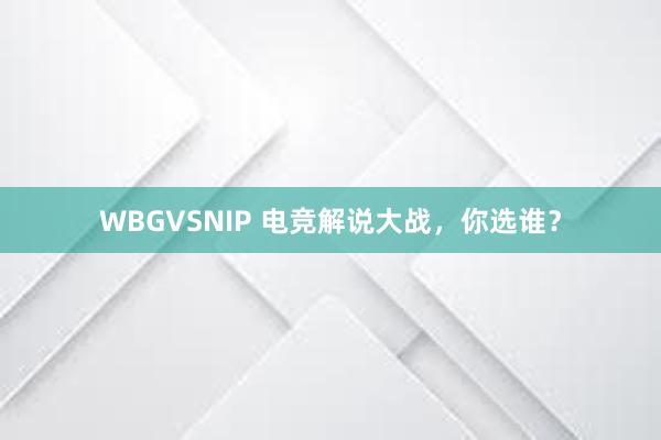 WBGVSNIP 电竞解说大战，你选谁？